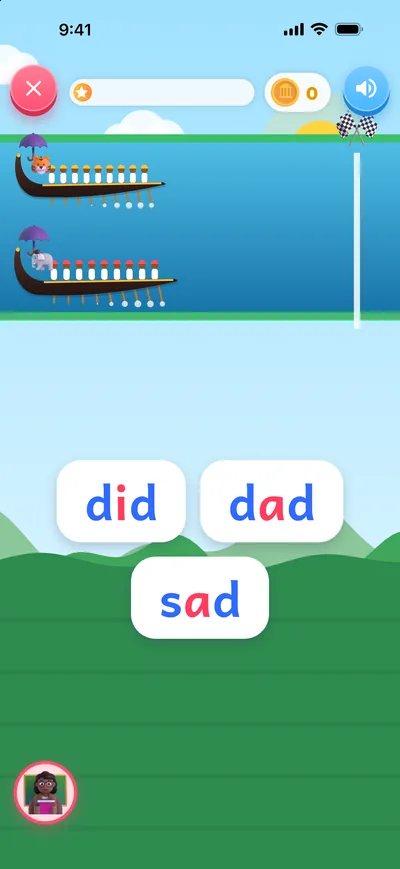 The snake boat race: read the right word to win
